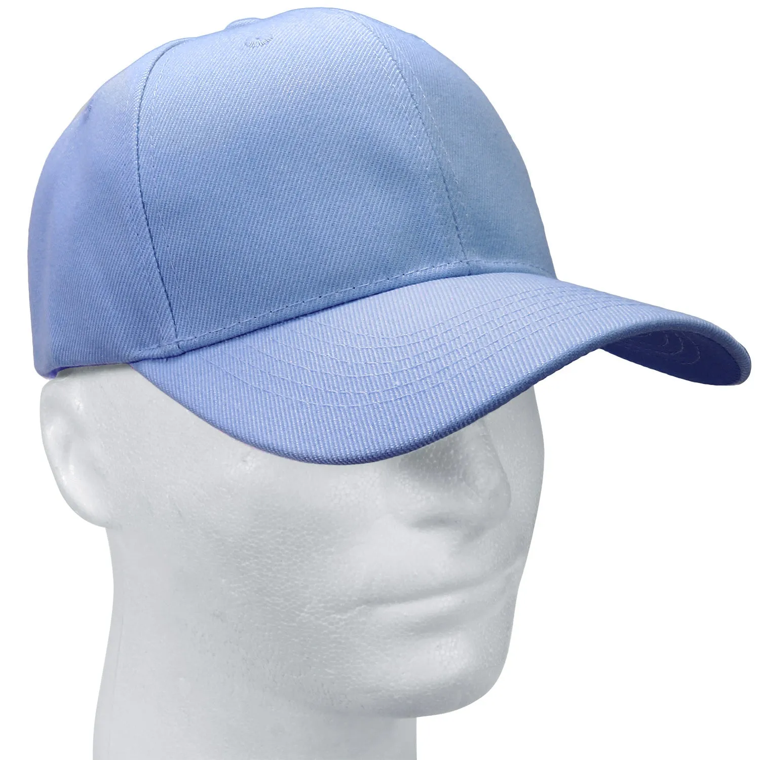 12-Pack Baseball Dad Cap Velcro Strap Adjustable Size - Sky Blue