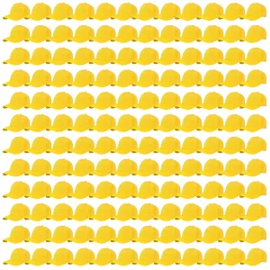 144-Pack Baseball Dad Cap Velcro Strap Adjustable Size - Yellow