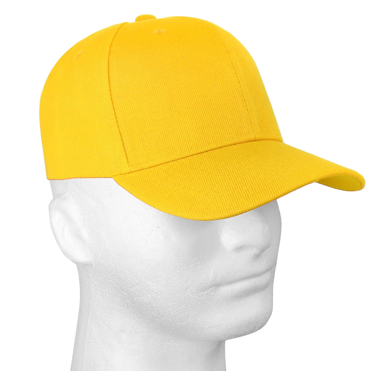 144-Pack Baseball Dad Cap Velcro Strap Adjustable Size - Yellow