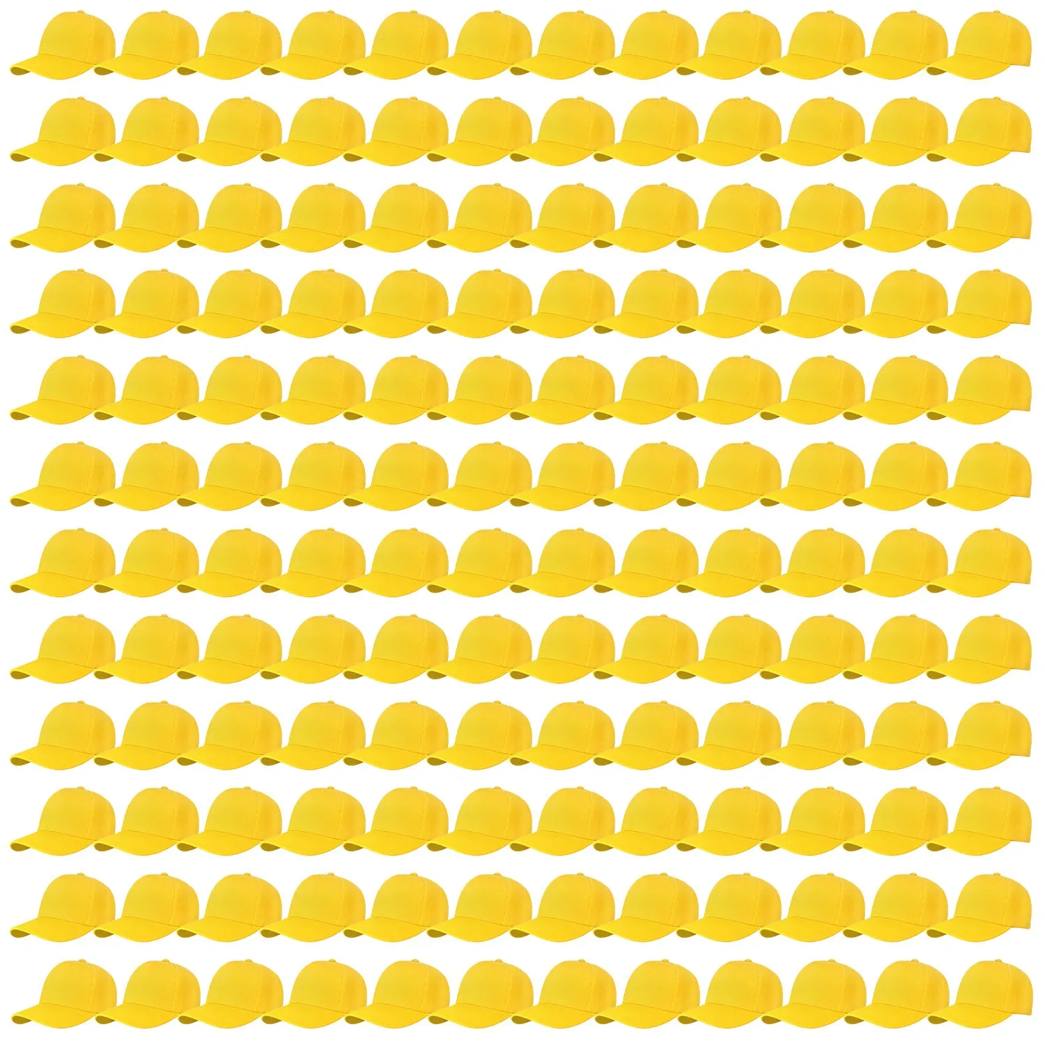 144-Pack Baseball Dad Cap Velcro Strap Adjustable Size - Yellow