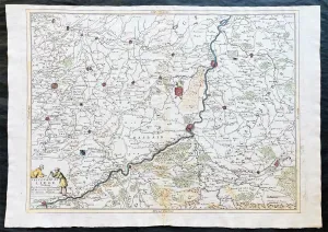 1691 Coronelli Large Antique Map of The Liege Region of Belgium - Maastricht