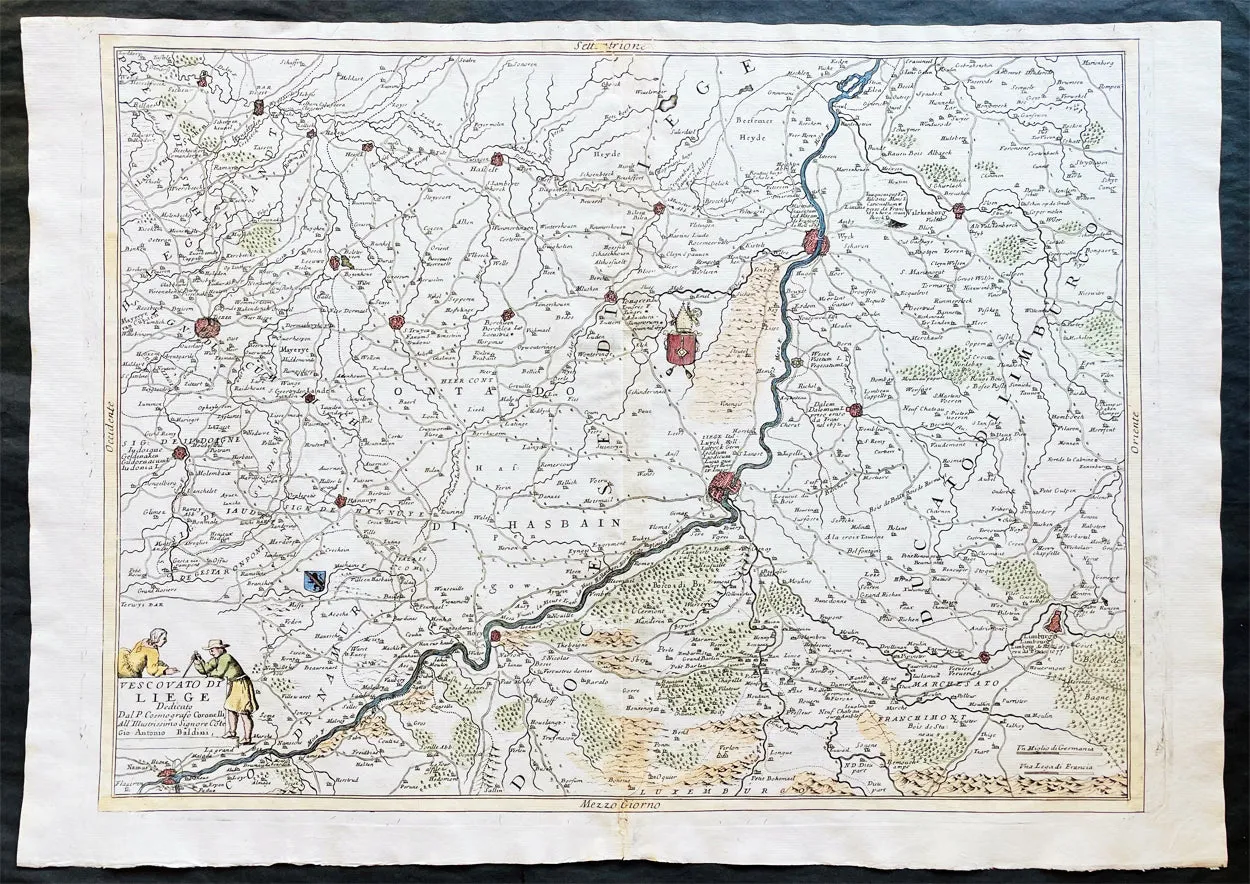 1691 Coronelli Large Antique Map of The Liege Region of Belgium - Maastricht