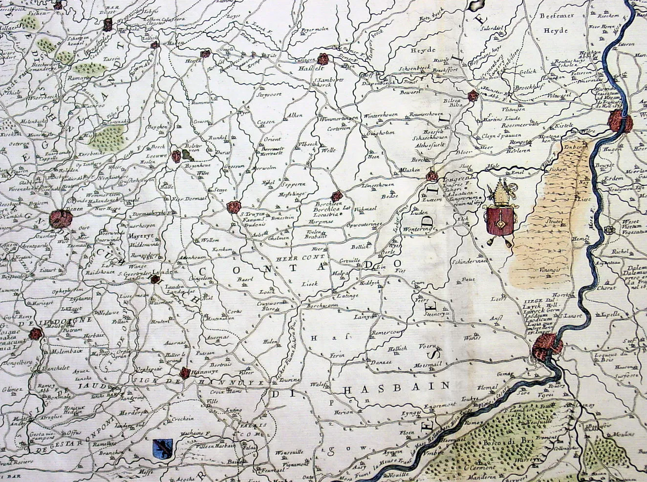 1691 Coronelli Large Antique Map of The Liege Region of Belgium - Maastricht