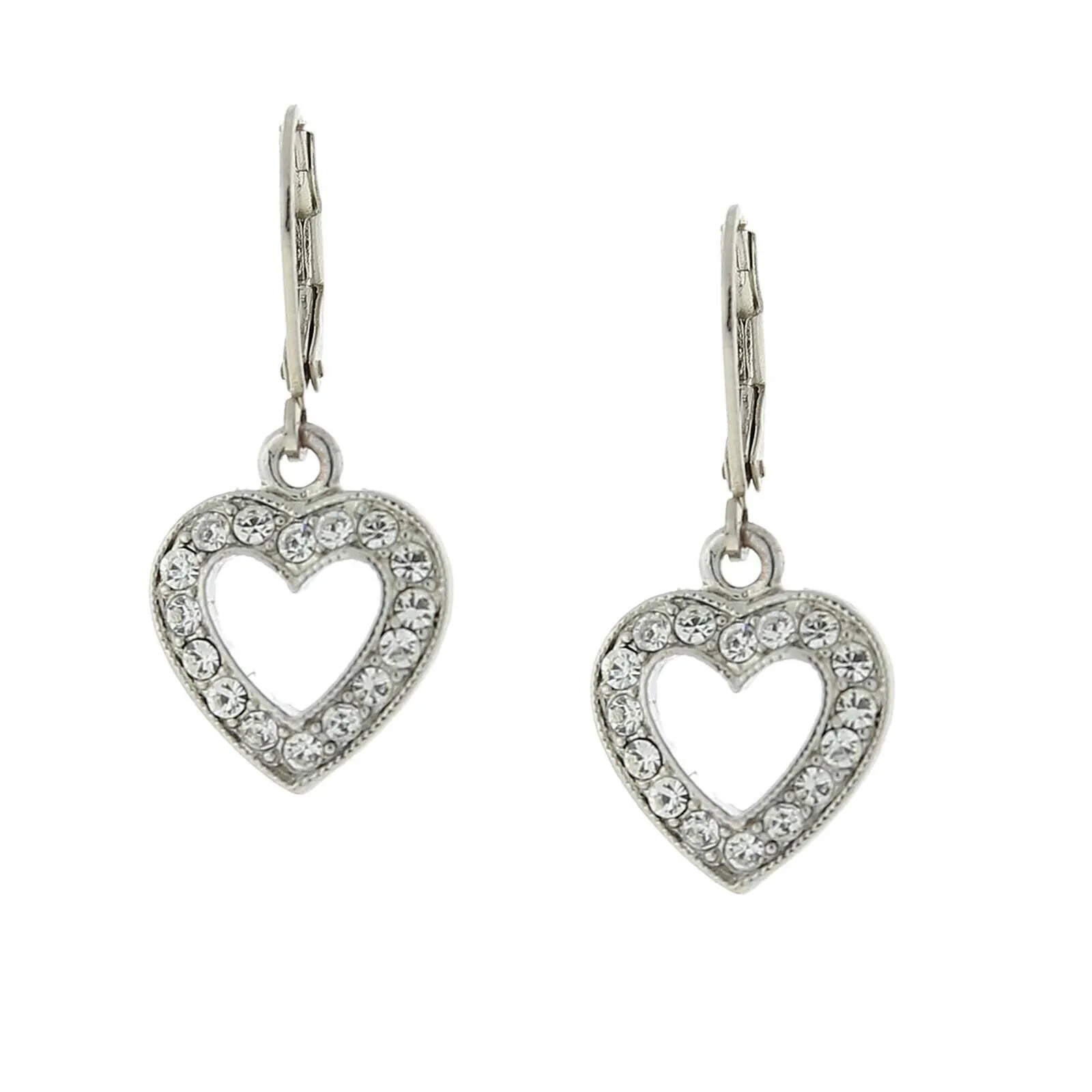 1928 Jewelry Classic Crystal Heart Drop Earrings