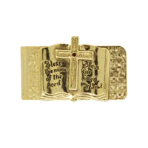 1928 Jewelry Open Bible Bless The Lord Gold Money Clip