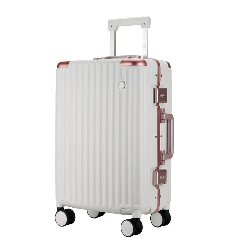 20inch Cabin Trolley Bag - Hardshell, TSA Lock, 360° Wheels | For Airport & Everyday | 48L | White, Rose Gold