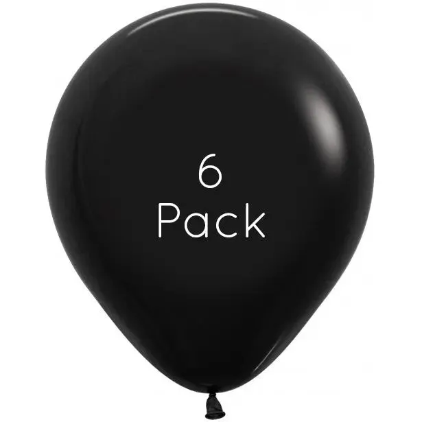 45cm Black Giant Balloons - 6 Pkt