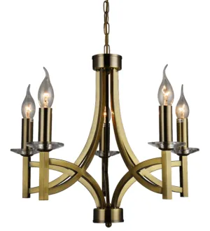 5 Light Antique Brass