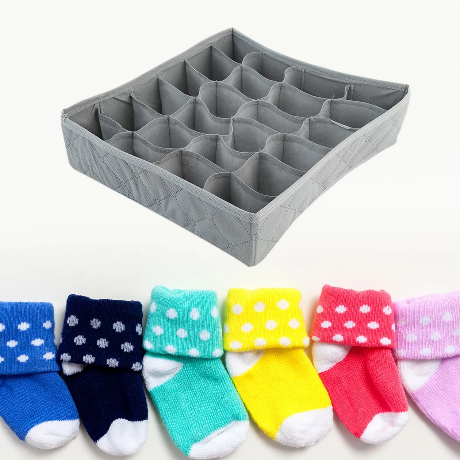 8417 Folding 24 Compartment Removable Tie Necktie Sock,Handkerchiefs, Ties, Belts and Underwear Storage Boxes, Easy Assemble Lightweight Folding for Home Daily Use (1 Pc)