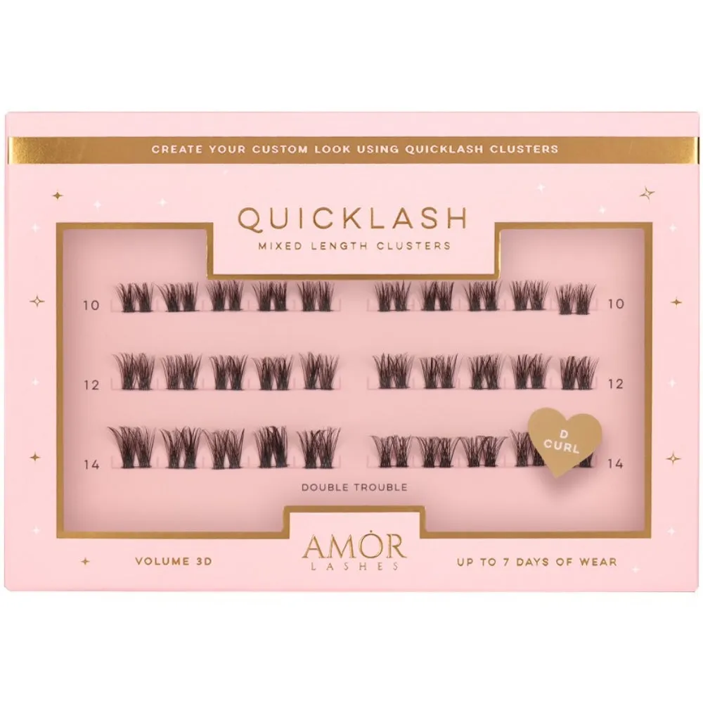 Amor Lashes QuickLash Mixed Length Individual Lash Clusters Multipack Double Trouble Black 30 Clusters