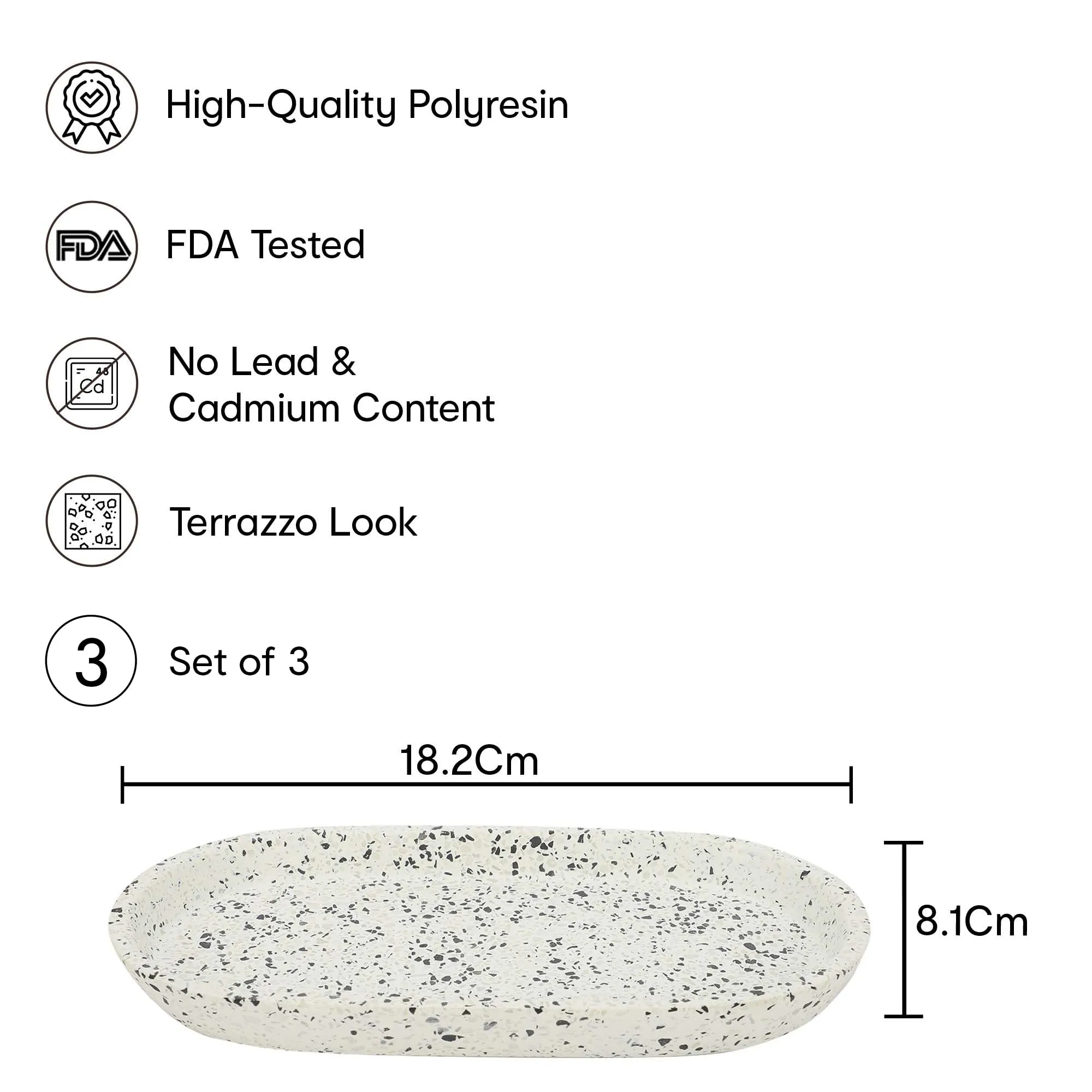 Anko Terrazzo Bathroom Toothbrush & Soap Dispenser Tray - Pack of 3 | Bathroom Shelf Organizer | Washroom Storage Organizer | Toothbrush & Soap Dispenser Tray | Ideal for Shampoo Bottles & Toothpaste