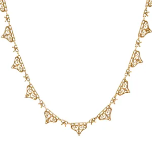 Antique French 18K Yellow Gold Filigree Necklace