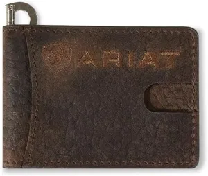 ARIAT MONEY CLIP WALLET BULL HIDE BROWN A3554602