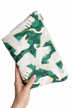 Art Deco Great Egret Maxx Cosmetic Bag