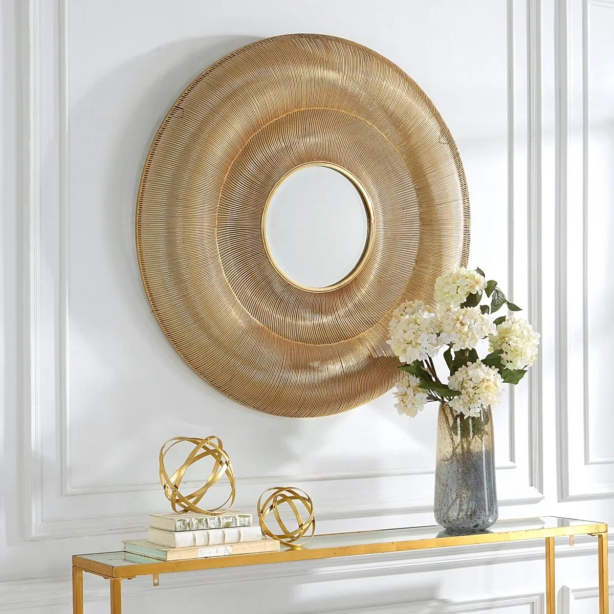 Bauble Round Gold Mirror