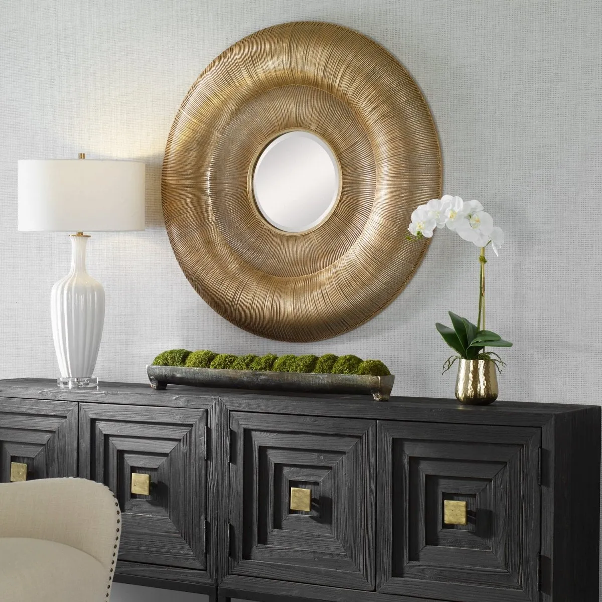 Bauble Round Gold Mirror