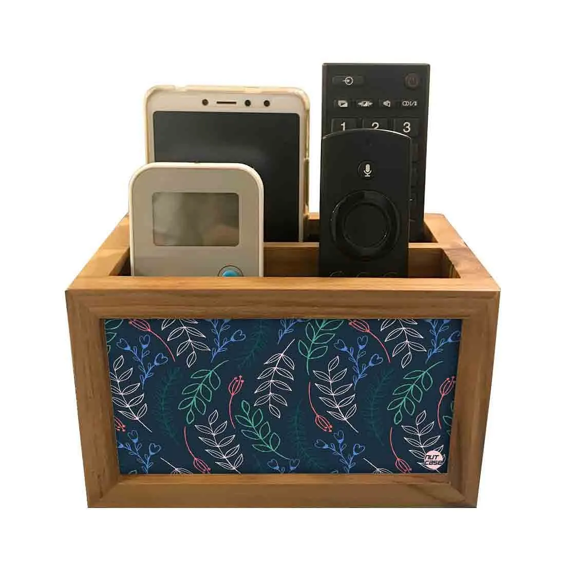 Beautiful Tv Remote Holder Organizer - Leaves And Branches - Blue