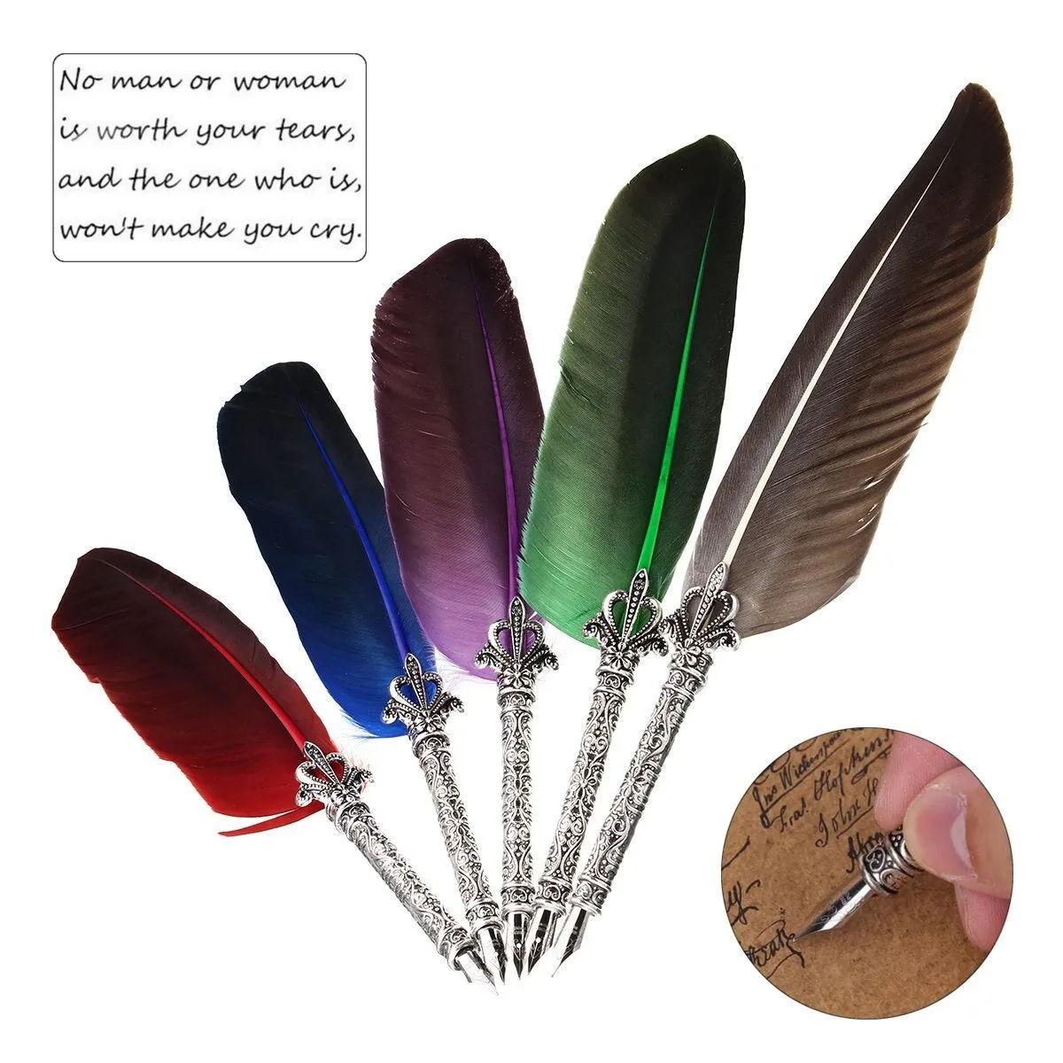 Beginner Calligraphy Pen Set Feather Quill Pen Starter Kit Antique Dip Pen Writing With Ink And 5 Nibs With Gift Case