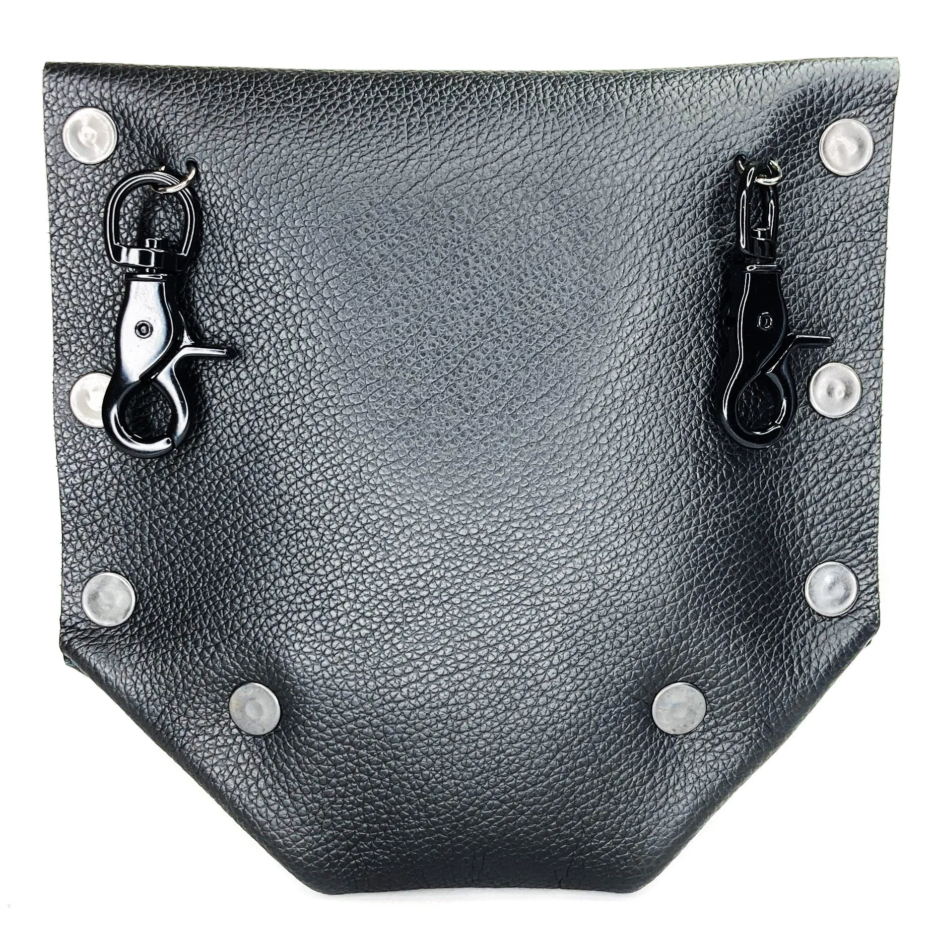 Black Leather Convertible Fanny Pack - Gunmetal