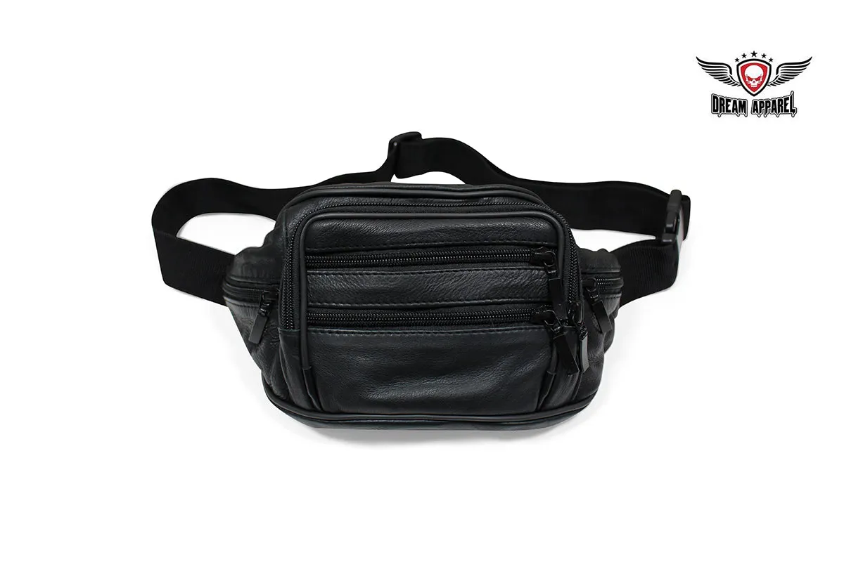 Black Leather Fanny Pack