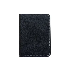 Black Leather Mini Wallet - Hidden Magnetic Closure