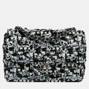 Black Mini Lambskin Sequin Single Flap