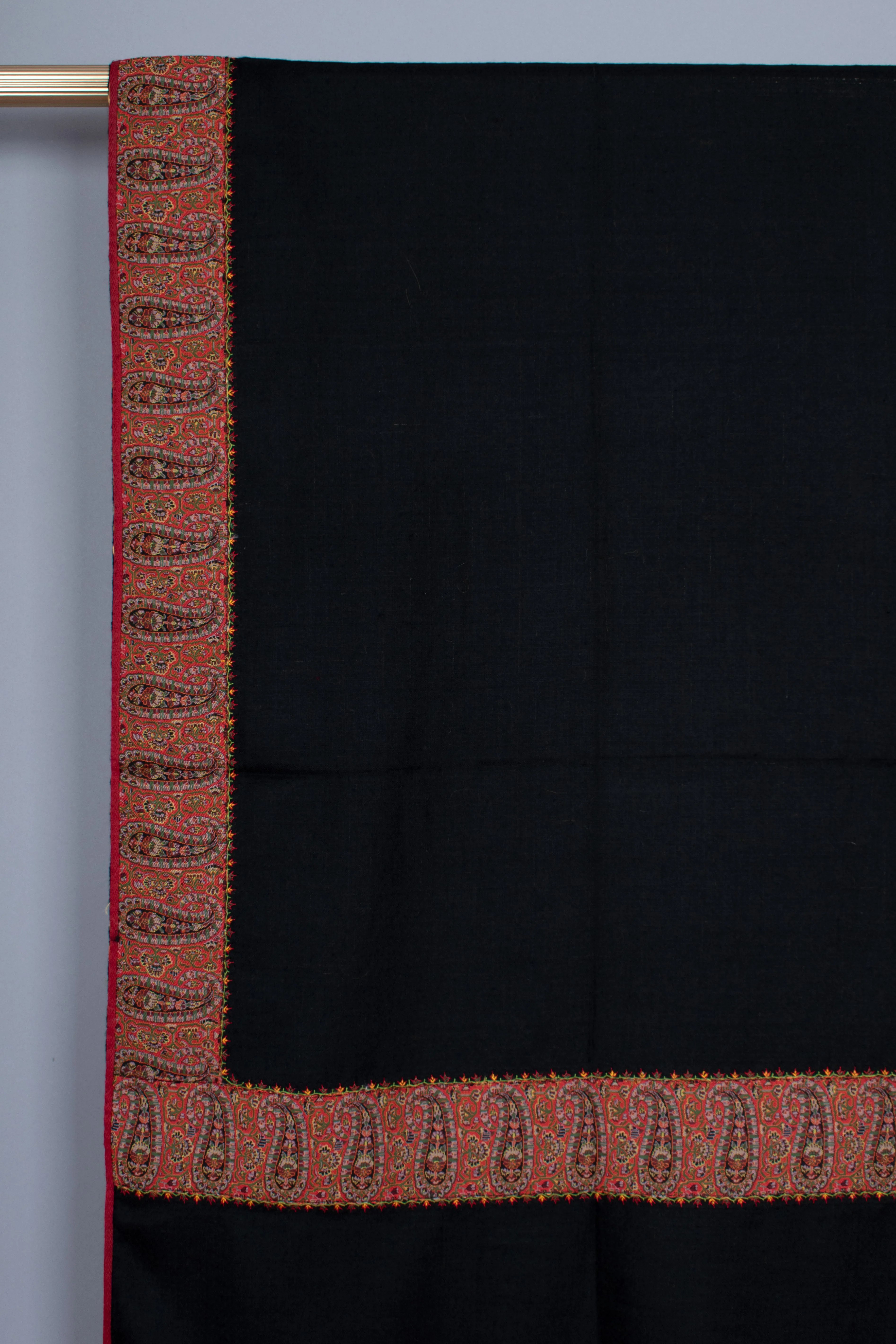 Black Pashmina with Antique Border