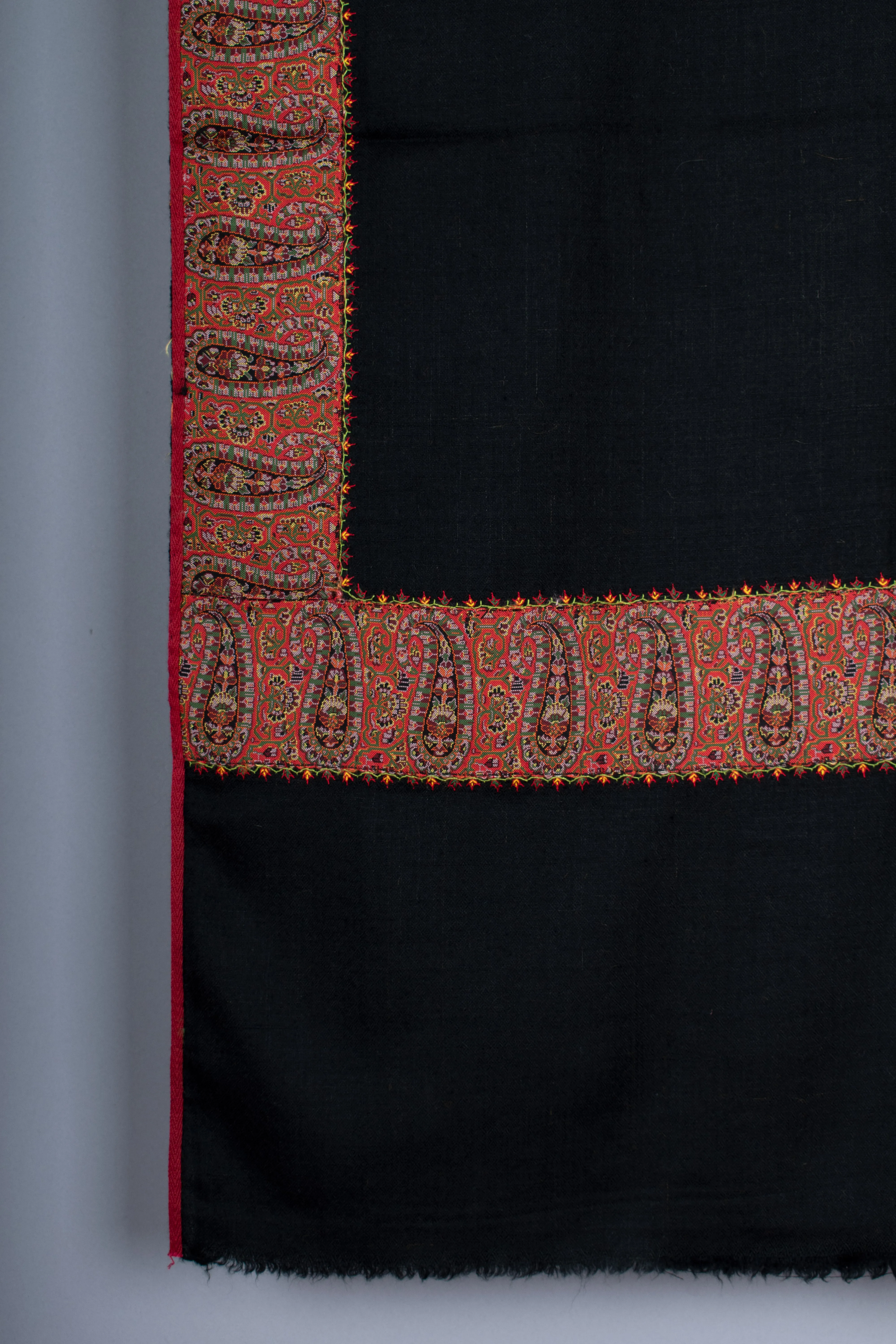 Black Pashmina with Antique Border