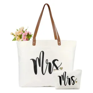 Bride Tote and Makeup Bag, Gifts for Engagement Bridal Shower Bachelorette Wedding Party