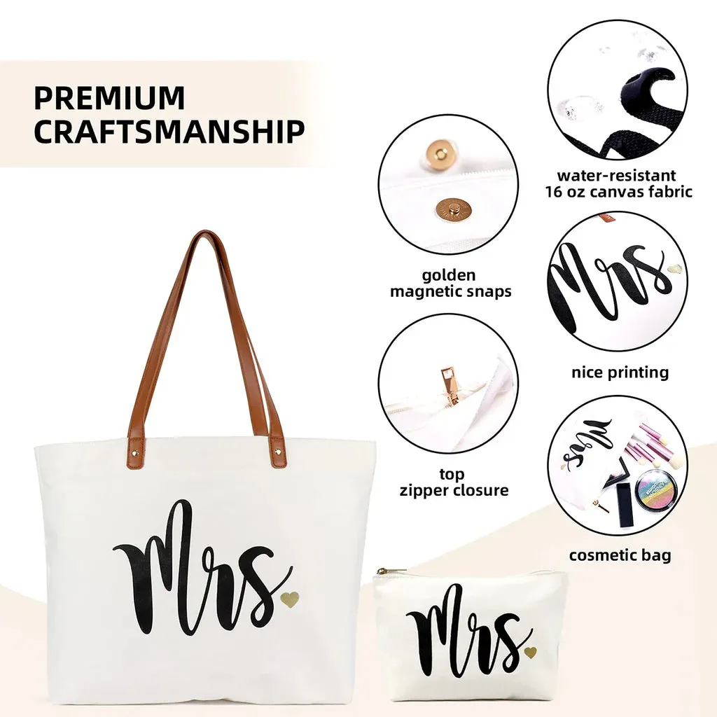 Bride Tote and Makeup Bag, Gifts for Engagement Bridal Shower Bachelorette Wedding Party