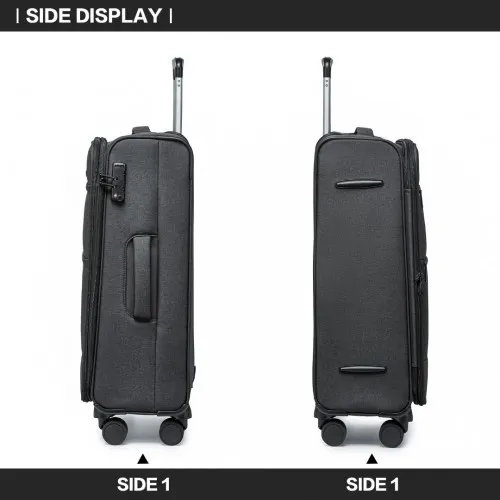 British Traveller 24 Inch Lightweight Expandable Suitcase with TSA Lock - Black