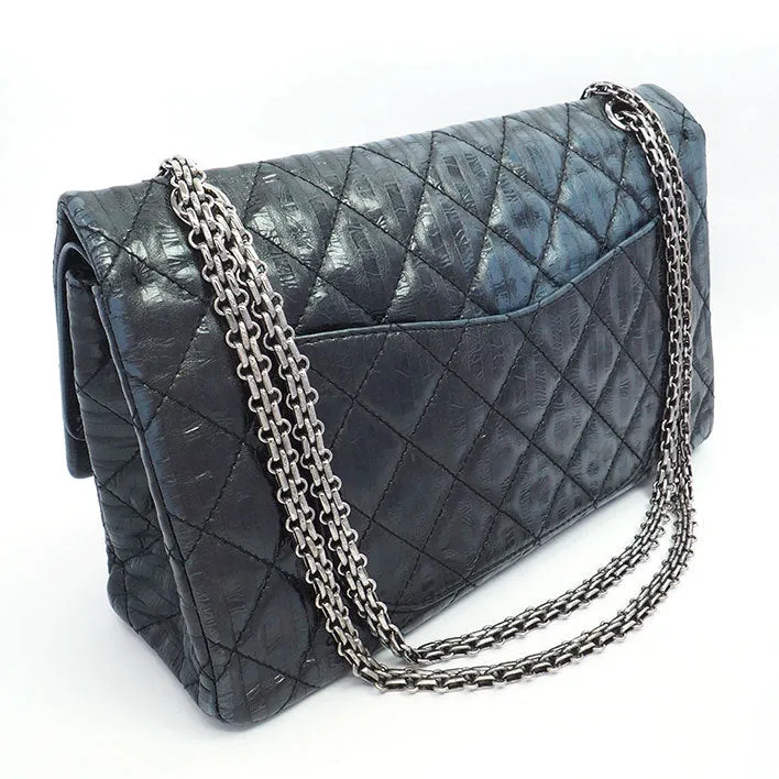 Chanel 2.55 Reissue Shoulder Bag Striped Navy Black Quilted