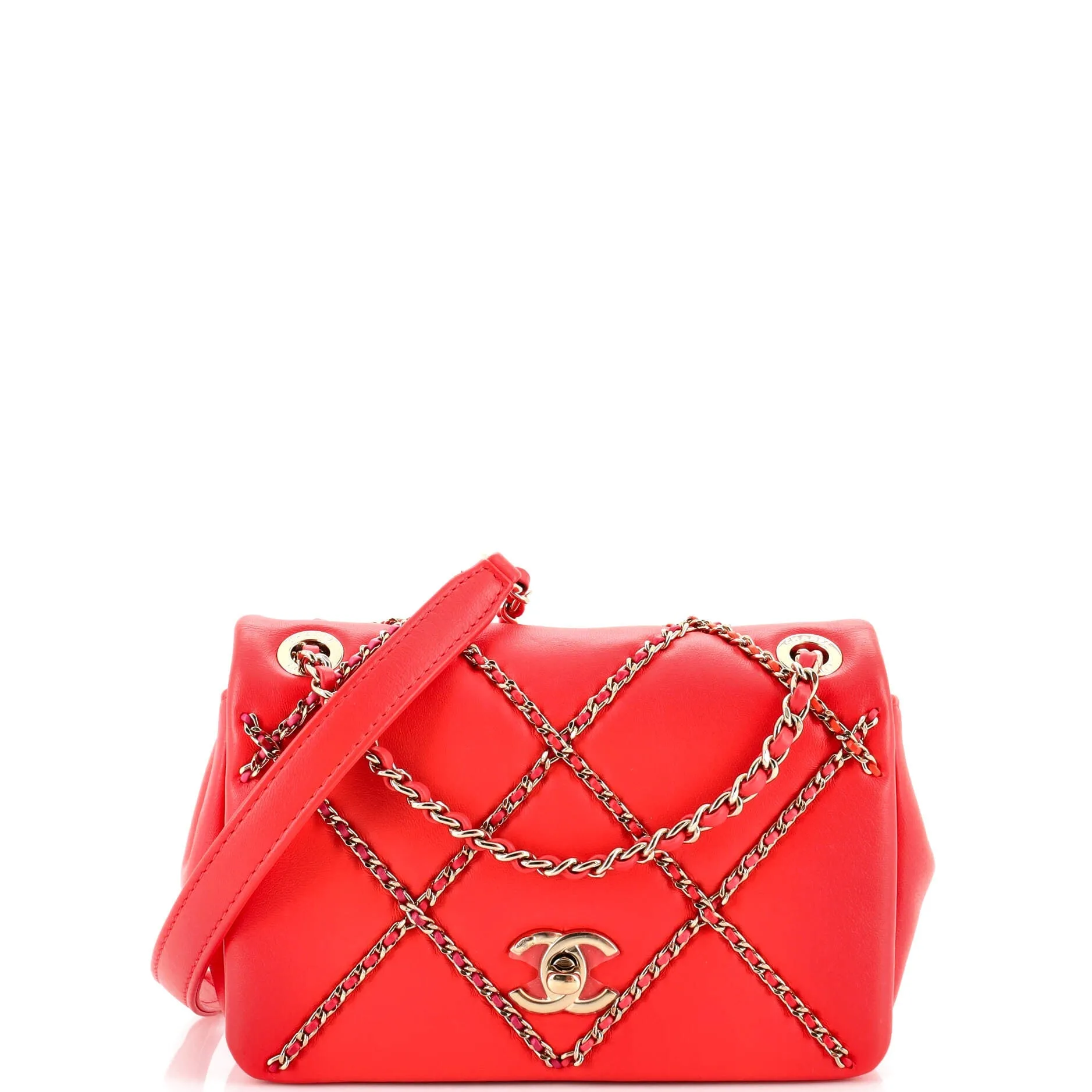 CHANEL CC Full Flap Bag Chain Embellished Quilted Lambskin Mini