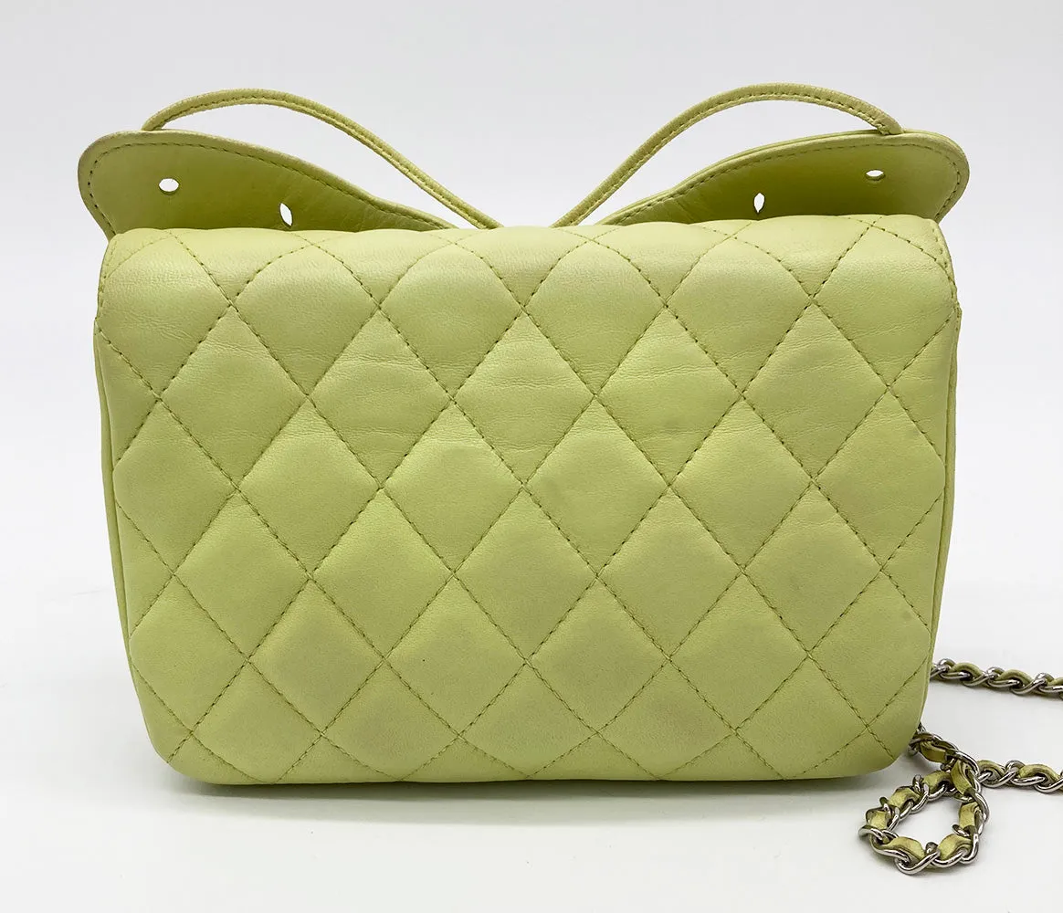 Chanel Lime Green Butterfly Classic Flap Bag