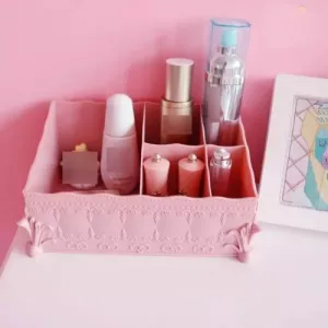 Chic Floral Decor Makeup Organizer, Pink Color