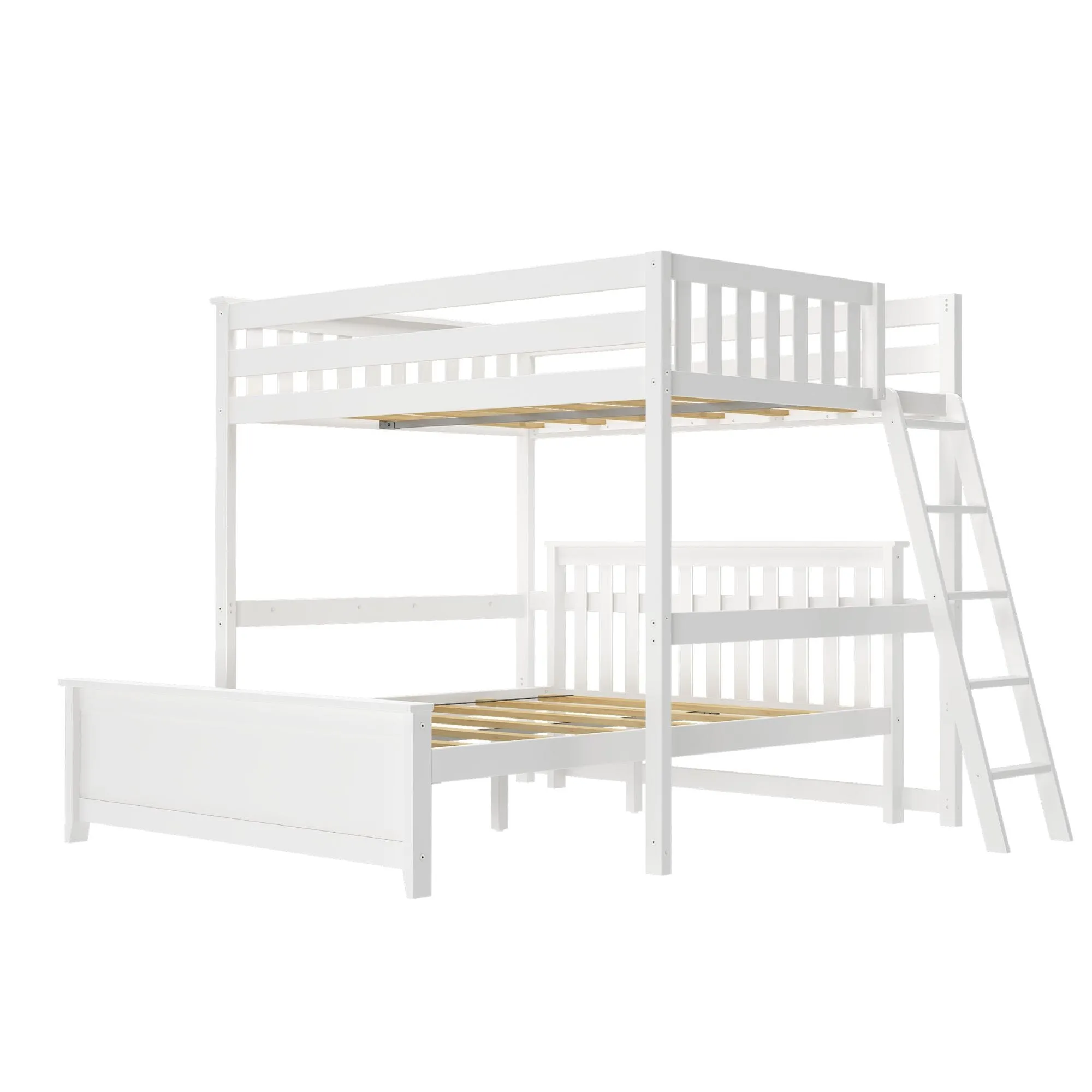 Classic Full/Queen L-Shaped Bunk Bed   Ladder on End