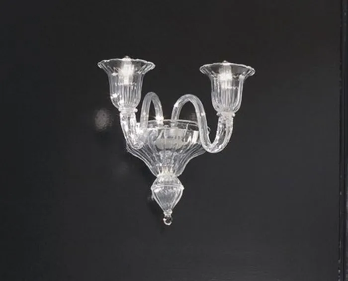 Clear Glass Wall Chandelier With 2 Lights In The Venetian Style