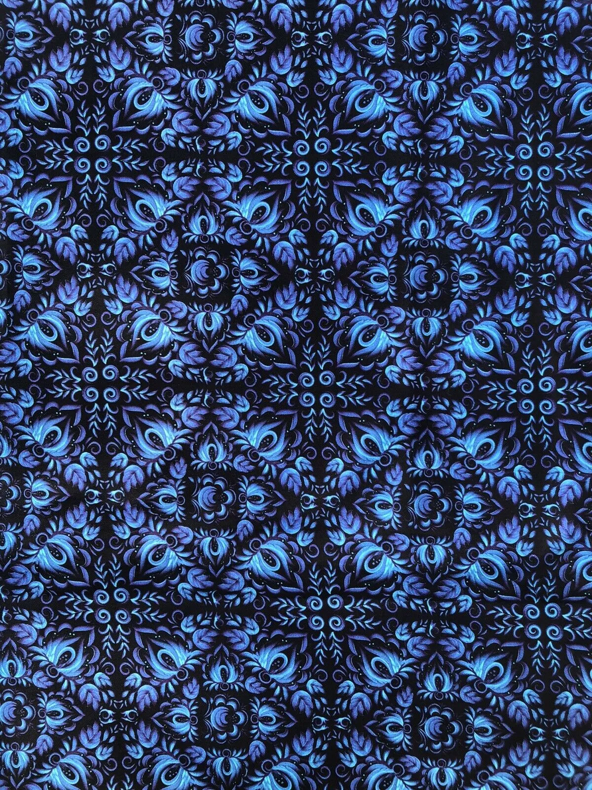 Cobalt Blue Gzhel Folk Cotton