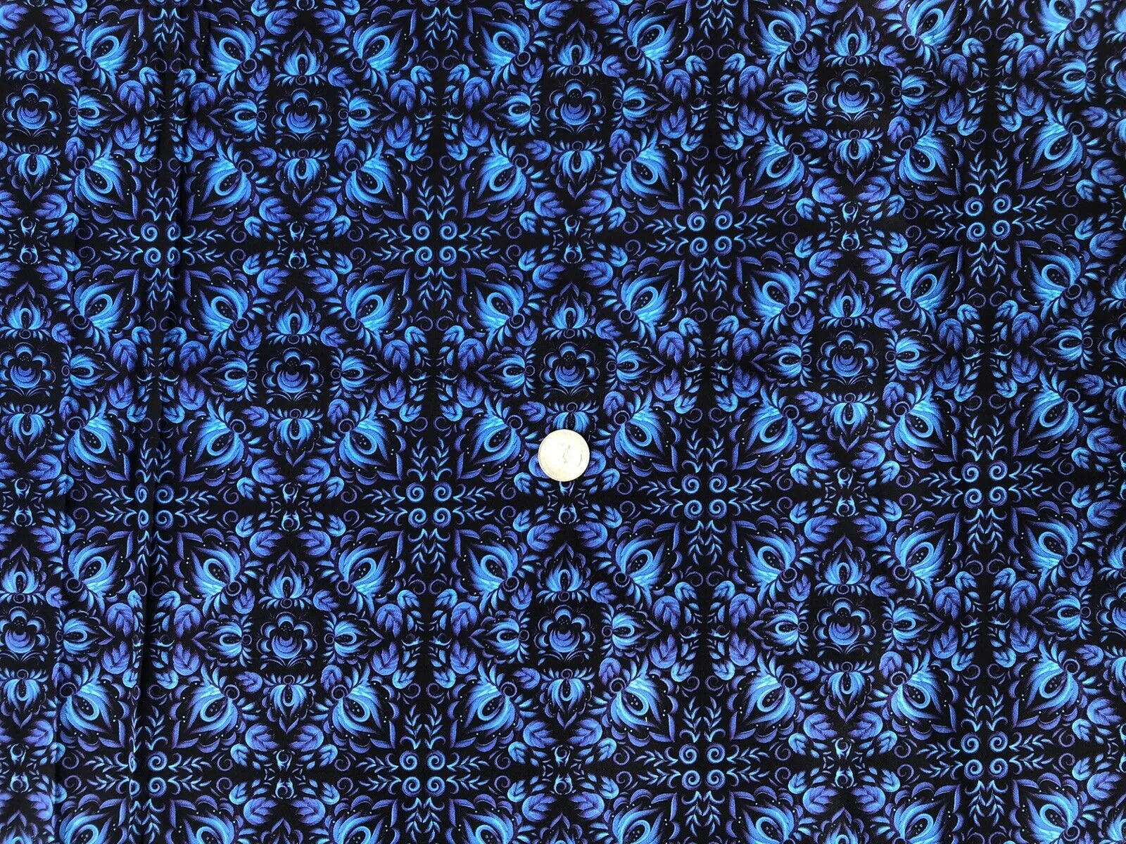 Cobalt Blue Gzhel Folk Cotton