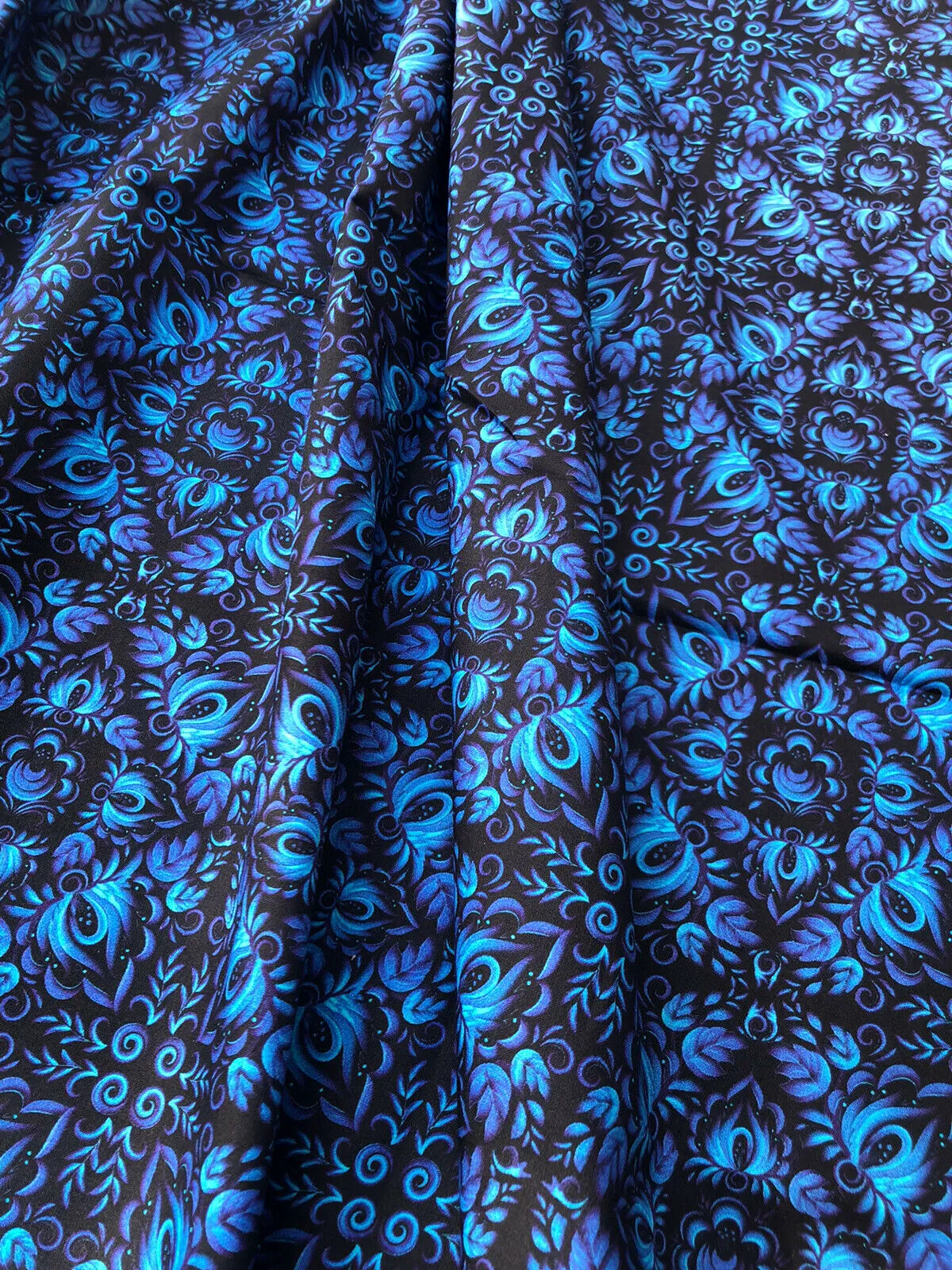 Cobalt Blue Gzhel Folk Cotton