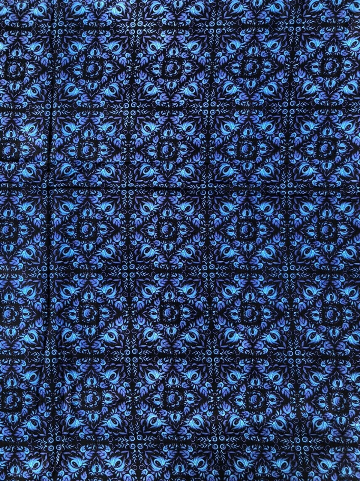 Cobalt Blue Gzhel Folk Cotton