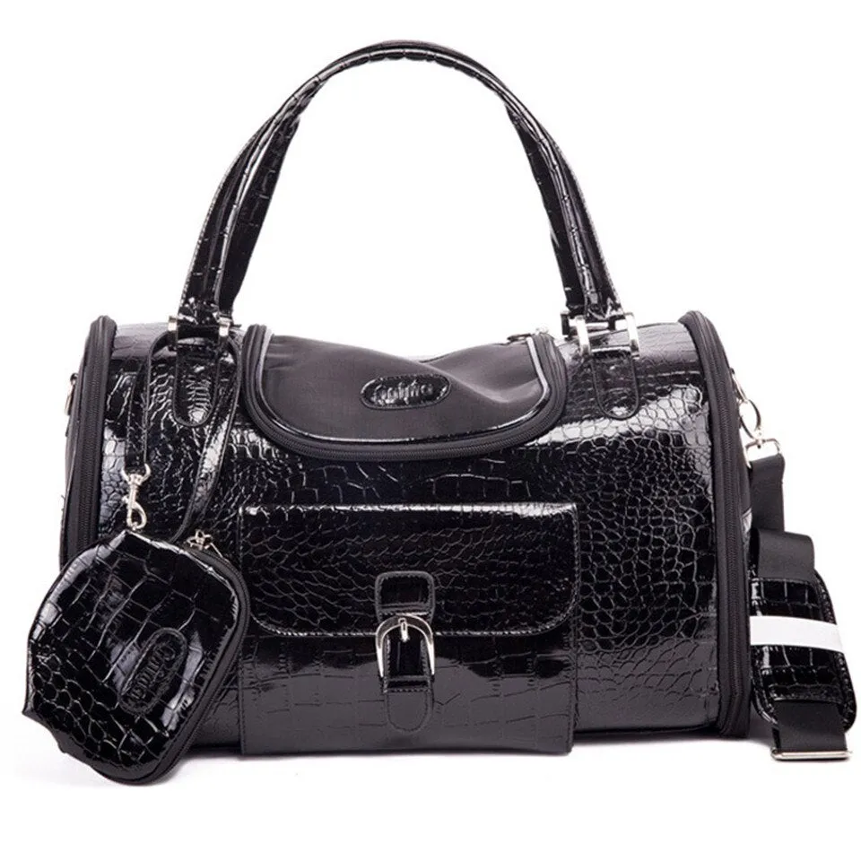 Croc Pet Dog Cat Travel Carrier - Black