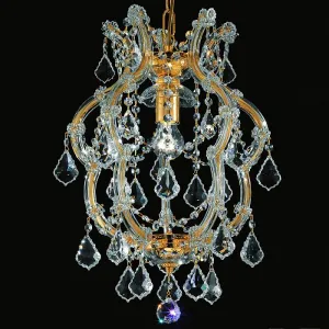 Cut Crystal Ceiling Pendant With Gold-Plated Frame