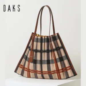 DAKS Brown Jubilee Check Pleated Bag Shoulder Bag Tote Bag/ from Seoul, Korea