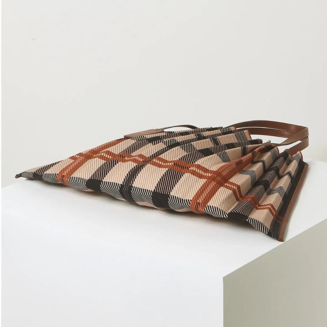 DAKS Brown Jubilee Check Pleated Bag Shoulder Bag Tote Bag/ from Seoul, Korea