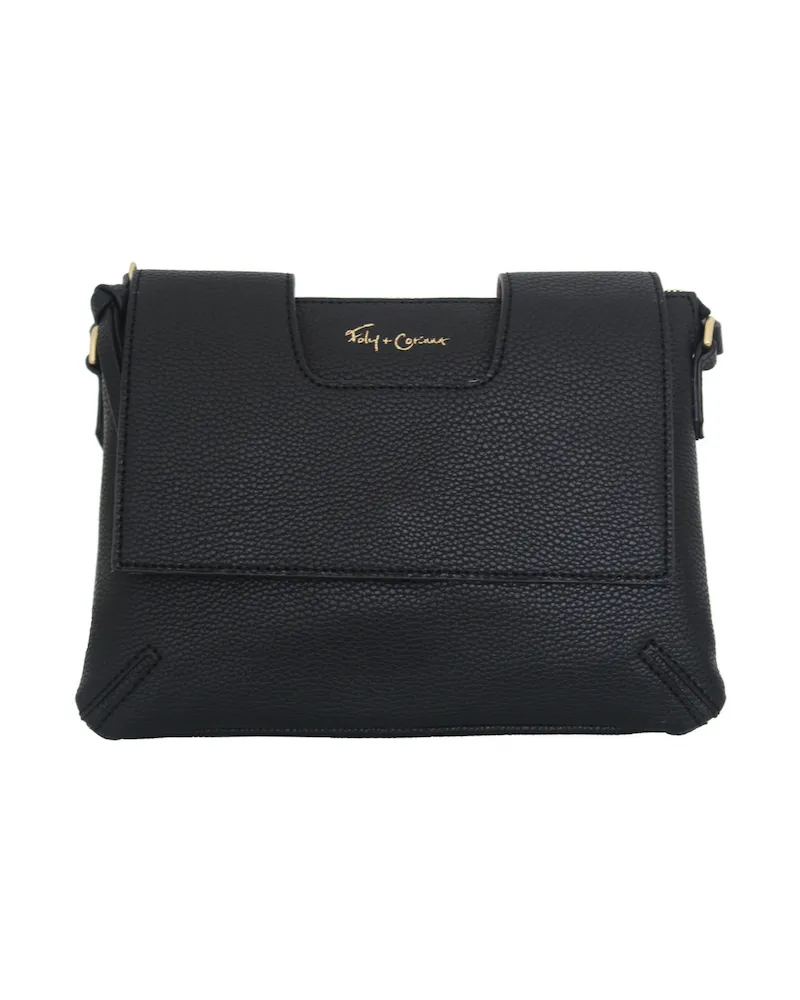 Delancie Flap Crossbody in Black