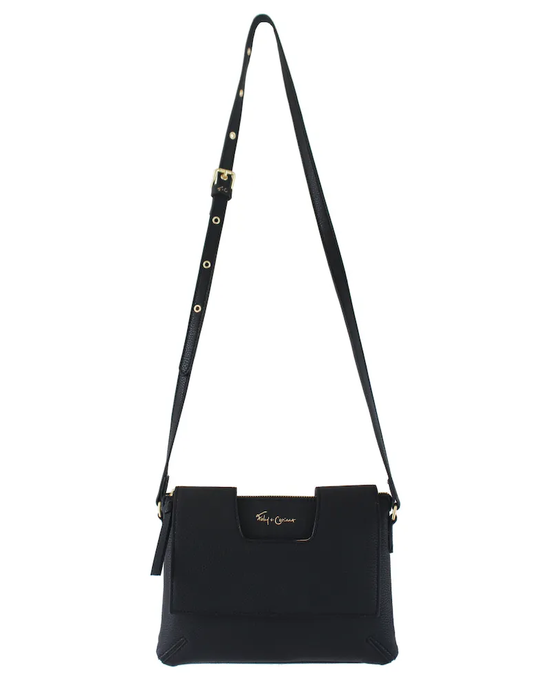 Delancie Flap Crossbody in Black