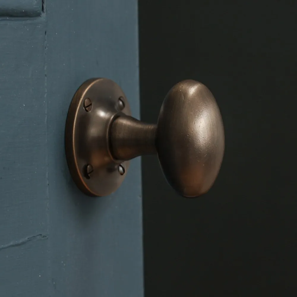 Distressed Antique Brass Oval Door Knobs