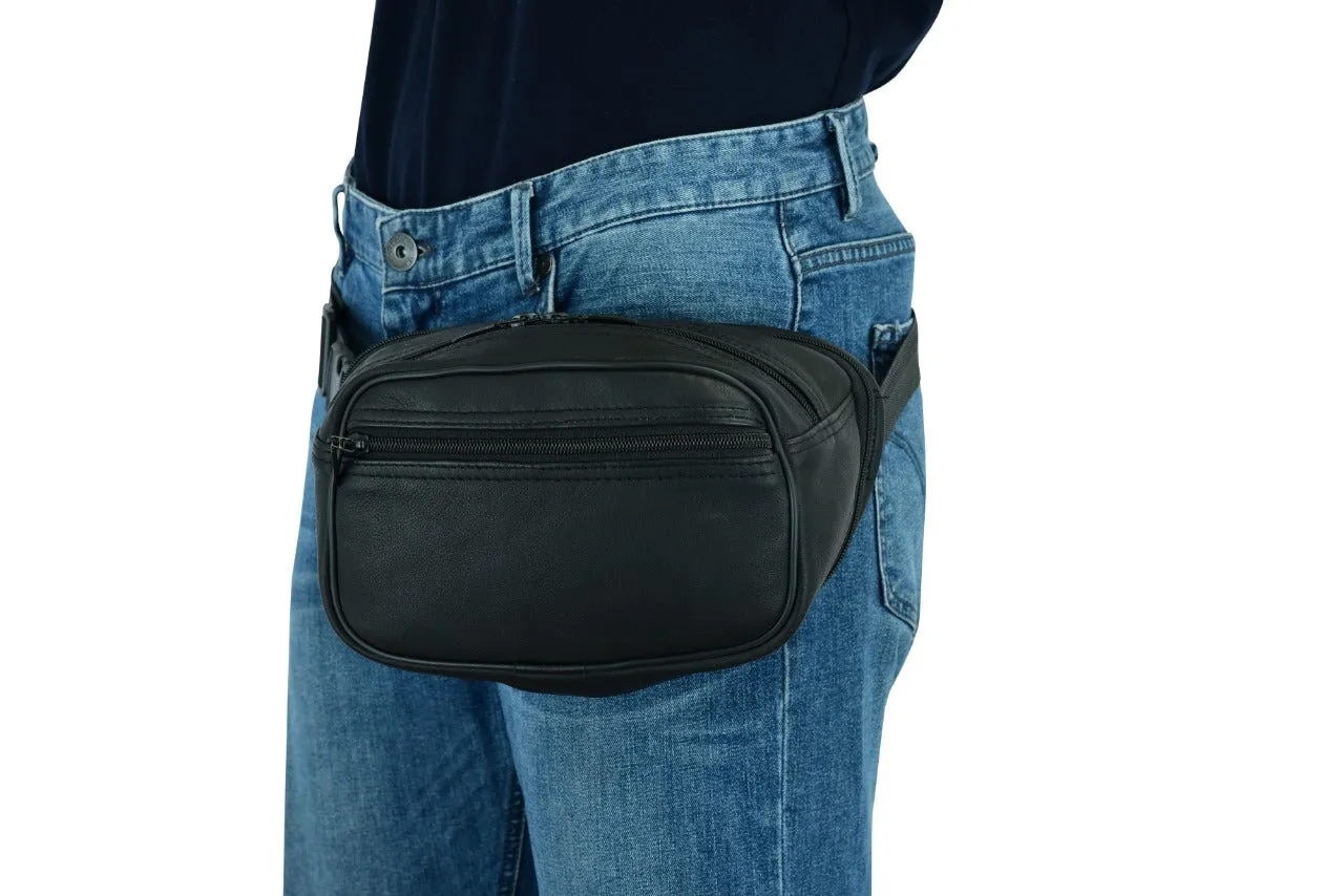 Dream Apparel Gun Concealment Fanny Pack Naked Cowhide Leather, Nylon Belt Strap with Snap