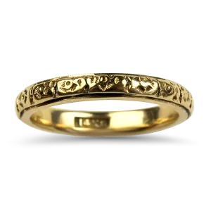 Estate 14k Yellow Gold Antique Engraved Band